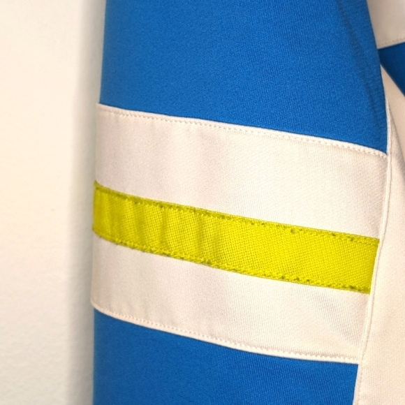 ADIDAS Vintage Retro Mens Tennis Warmup Striped Jacket Bright Blue Lime White XL - Picture 8 of 9